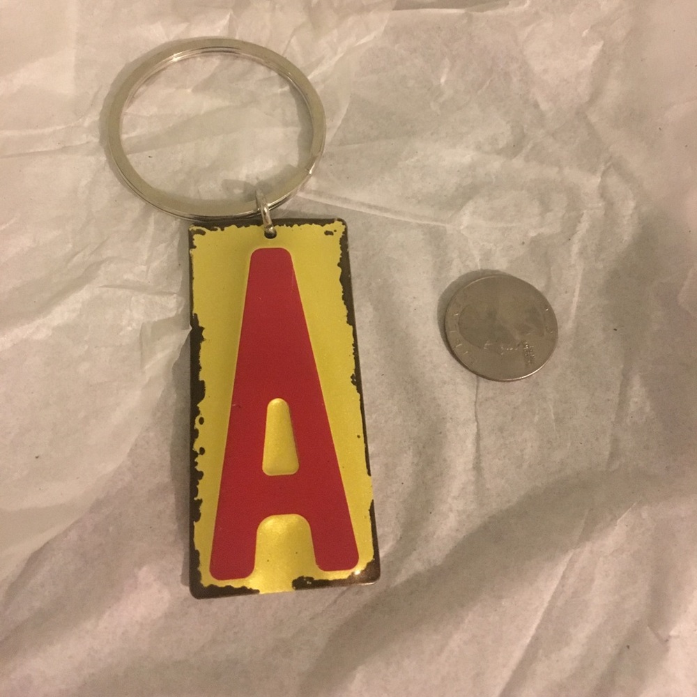 Industrial style oversized A keychain